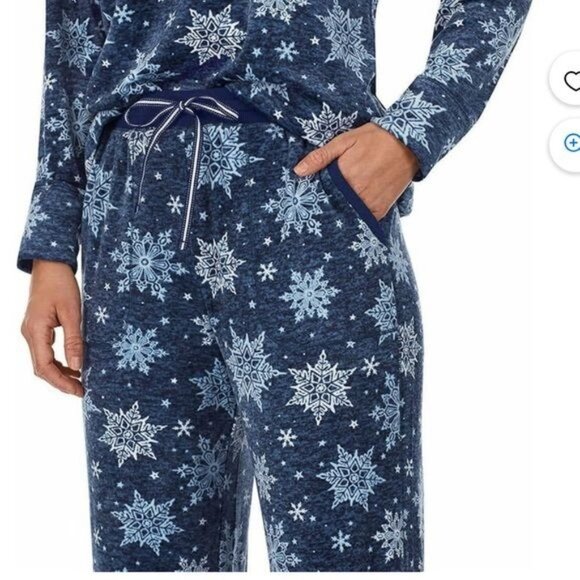 Nautica Womens Snowflake Pajama Set S 100% Cotton Blue Winter Pattern Vietnam - Picture 7 of 11